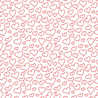 Karalama kalp deseni. Sevgililer Günü için kusursuz bir geçmiş, düğün, tarih. Güzel el çizimi kalp tekrarı çizimi. Doodle aşk sembolleri yazdır.