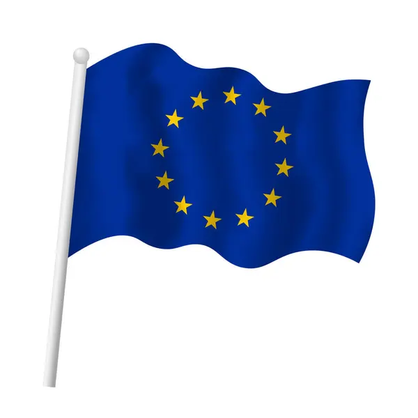 Flag Waving Vector Isolated Illustration European Union Flag Flagpole Wind — Stock Vector