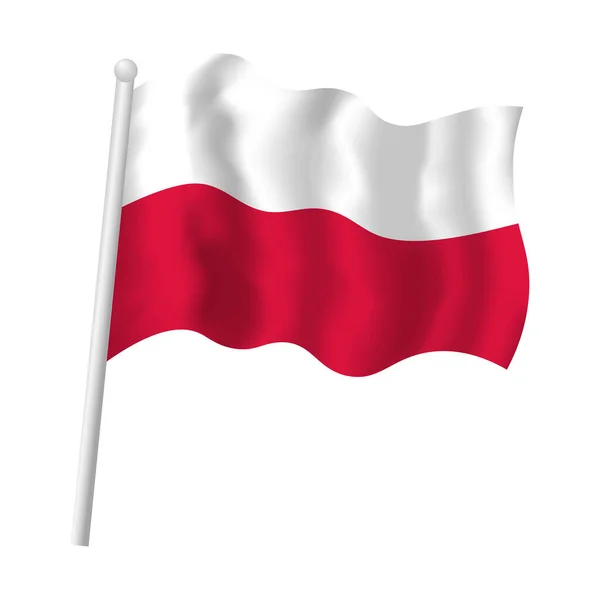 Bayrak direğinde Polonya bayrağı sallanıyor. Polonya çizgili bayrak vektörü izole nesne çizimi