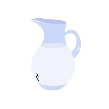 Süt sürahisi vektör çizimi. Üründe süt ürünü. Basit el çizimi nesne.