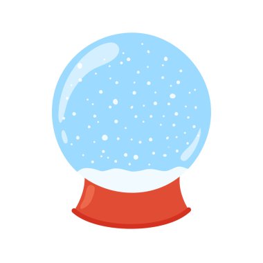Cam kar topu izole edildi. Kar küresinin düz vektör çizimi. Güzel bir kış tatili sembolü. Beyaz arkaplanda basit kristal kartopu.