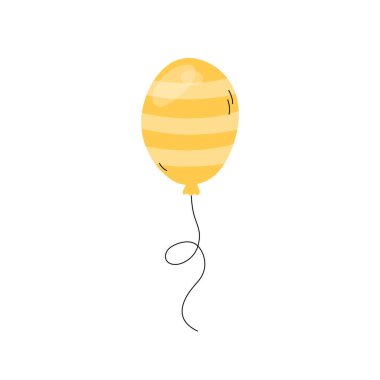 Şirin balon vektörü izole edilmiş çizim. Doğum günü, parti, etkinlik ve diğer kutlama tasarımları için dekoratif el çizimi öğesi. Şenlikli çizgili balon.