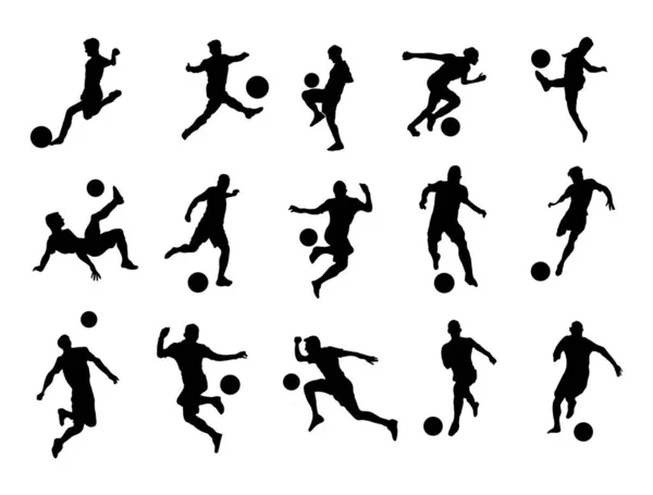 Sanatsal kompozisyonlar için futbolcu siluetlerinin bir vektör koleksiyonu