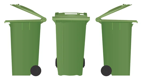 Logo modellemeleri ve ürün sunumları için gerçekçi bir Wheelie bin vektör çizimi.