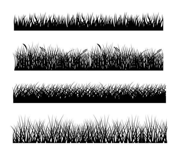 Sanat eserleri için çim siluetlerinin bir vektör koleksiyonu