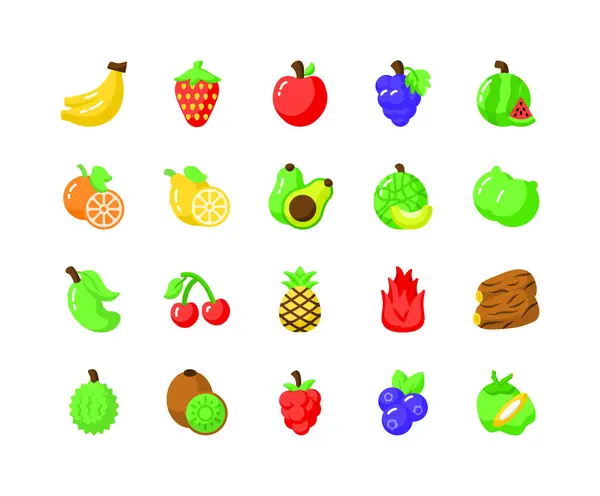 Vektör sanatına sahip meyve simgeleri her amaç için kullanılabilir.