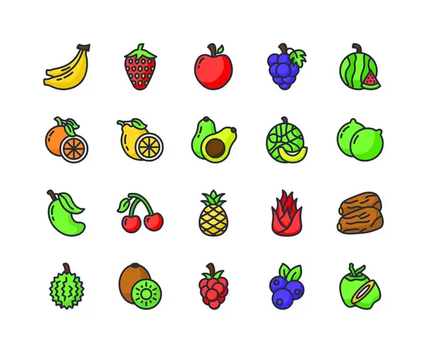 Vektör sanatına sahip meyve simgeleri her amaç için kullanılabilir.