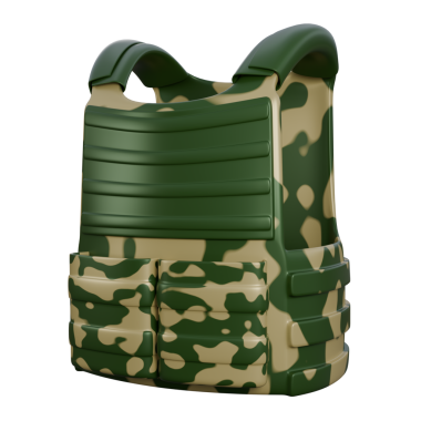 Askeri zırhın ya da çelik yeleğin gerçekçi 3D çizimi, dayanıklı malzemeler, taktik ayrıntılar ve savaşa hazır tasarım, savaş için ideal, kolluk kuvvetleri ve savunma görselleri içerir.