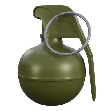 3 boyutlu yeşil el bombası, metal yuvarlak el bombası, patlayıcı el bombası