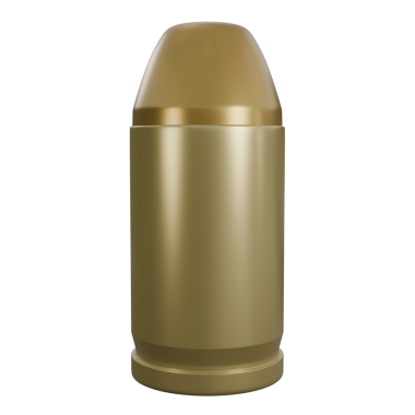 Silah mermisinin ya da altın rengi cephanenin 3D çizimi, teneke ya da pirinç gibi görünüyor, gerçekçi tasarlanmış hassas cephane.