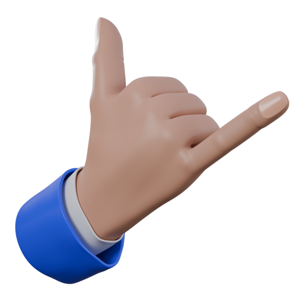 Shaka el hareketinin 3 boyutlu çizimi veya Shaka işareti mavi ve beyaz takım elbise, gevşek, pozitif ya da iyi titreşimleri ve çağrı.