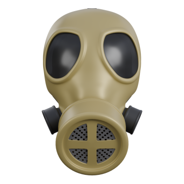 Kahverengi ve siyah gaz maskeli 3D görüntü, gözlüklü maske