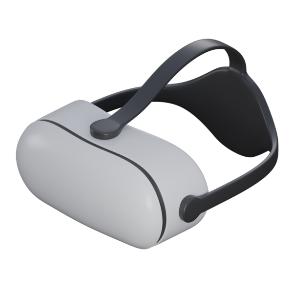 VR ya da sanal gerçeklik cihazının 3 boyutlu çizimi, 3 boyutlu elementler, görüntüleme. Herhangi bir amaç için kullanılabilir..