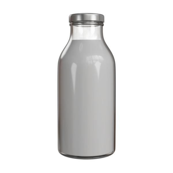 Parlak bir yüzeye yumuşak ışıklandırma ve yansımalarla yerleştirilmiş cam bir şişenin üç boyutlu yüksek detaylı görüntüsü. Üst düzey ürün modellemeleri, ambalaj önizlemeleri veya katalog düzeni için ideal.