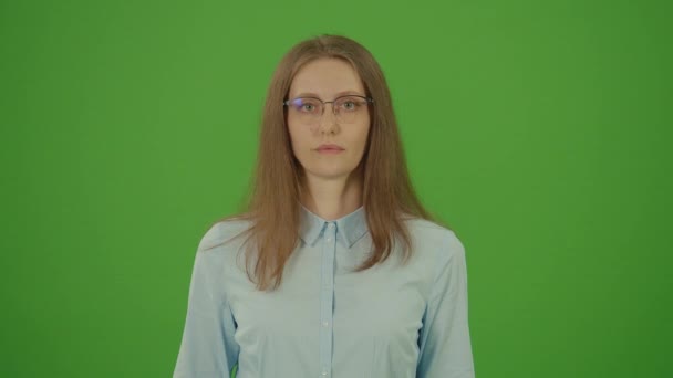 Zielony Ekran Klucz Chromowy Wystarczy Gesture Numer Odmowy Kobiecy Protest — Wideo stockowe