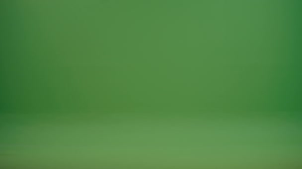 Zielony Ekran Czarodziejka Płaszczu Kapturem Średniowiecznej Sukience Lampą Spaceruje Spogląda — Wideo stockowe
