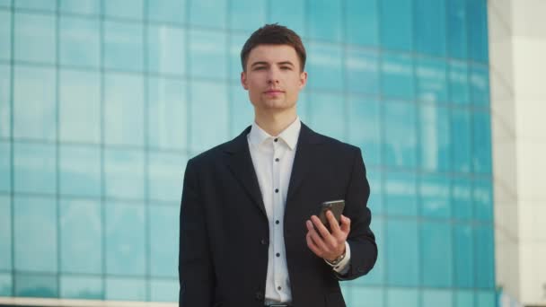 Portrait Successful Young Male Engineer Architect Wearing Holding Documents Standing — Stock Video
