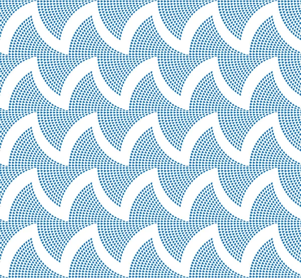 ベクトル抽象的なシームレス幾何学パターン 白い背景に小さな濃い青のドロップ形の要素からのスタイル化された海の波 — ストックベクタ