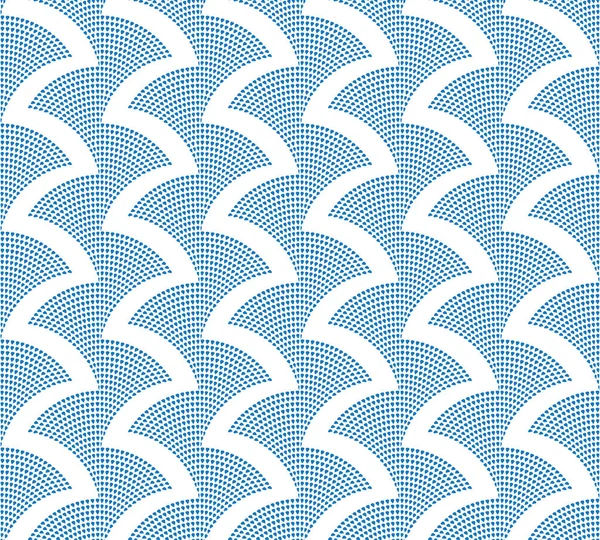 ベクトルシームレスパターン アートデコ壁紙 ハーリンボーンパターン 白い背景に小さな青い滴からの波 — ストックベクタ