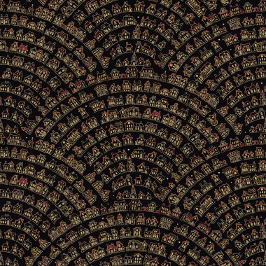 Peri masalı eski kasaba evleriyle kusursuz, pulsuz şehir manzarası. Noel duvar kağıdı 