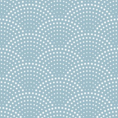 Turkuaz mavi arka planda beyaz yıldızlar ve kar taneleri. Hayran şekilli Noel ambalajı kağıdı. Yeni yıl tatili dekorasyonu