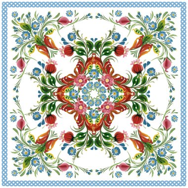 Beyaz arkaplandaki çiçeklerin eşarp çiçek vektör deseni