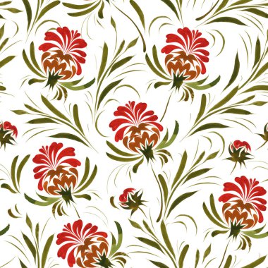 Vector floral seamless pattern from hand painted flowers on a white background