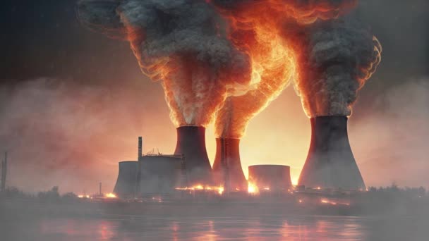Réacteurs Nucléaires Radioactifs Feu Ancienne Centrale Nucléaire Ukrainienne Tchernobyl Ruines — Video