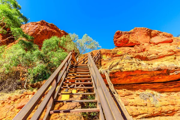 Escaleras Madera Largo Kings Canyon Rim Con Pasarela Sobre Garden — Foto de Stock