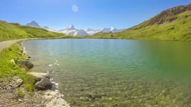 Grindelwald Suisse Août 2020 Lac Bachalpsee Schwarzhorn Station Montagne Dans — Video