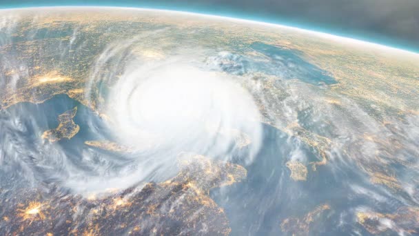 Satellietbeeld Van Eerste Orkaan Ook Wel Tornado Tyfoon Genoemd Europa — Stockvideo