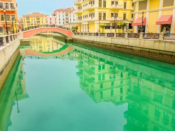 Paysage Pittoresque Venise Quartier Qanat Dans Perle Qatar Golfe Persique — Photo