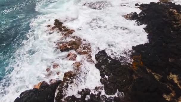 Strand Einer Meeresküste Aus Der Luft Gesehen Eine Langsame Nahaufnahme — Stockvideo