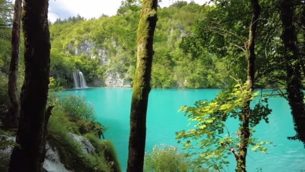 Pohled Milanovacký Vodopád Milanovacký Vodopád Národním Parku Plitvická Jezera Chorvatsku — Stock video