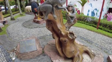 Kuala Lumpur, Malaysia - 2023: monkey zodiac sculpture to commemorate the Chinese New Year, the year of water rabbit in Chinese zodiac. In Thean Hou Temple, dedicated to the Mazu Chinese goddess.