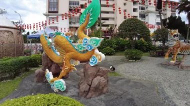 Kuala Lumpur, Malaysia - January 2023: Chinese zodiac signs statues displayed at Thean Hou Temple in celebration of the year of the Rabbit in 2023. Temple dedicated to the Chinese sea goddess Mazu.