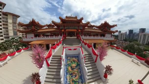 Kuala Lumpur Malaysia January 2023 Top Aerial View Chinese Temple — Vídeo de stock