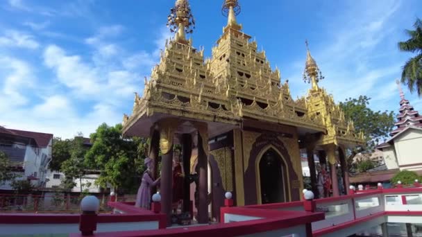 George Town Maleisië Jan 2023 Penang Birmaanse Boeddhistische Tempel Bekend — Stockvideo