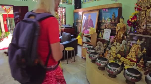 Джордж Таун Малайзія Січень 2023 Року Буддійському Храмі Дгаммікарама Місті — стокове відео