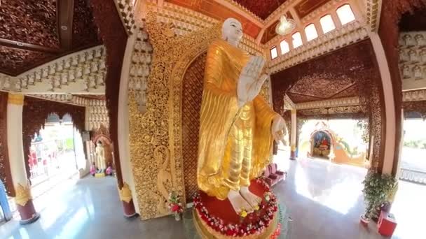George Town Maleisië Jan 2023 Staand Boeddhabeeld Penang Birmaanse Boeddhistische — Stockvideo