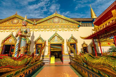 George Town, Penang, Malaysia - Jan 2023: Wat Chaiya Mangalaram, a well-known Thai temple built in 1845 by Thai Buddhist priests, is renowned for its extraordinary design.