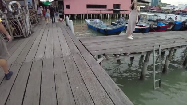 George Town Malaysia Jan 2023 Chew Jetty Unesco Chinese Settlement — ストック動画