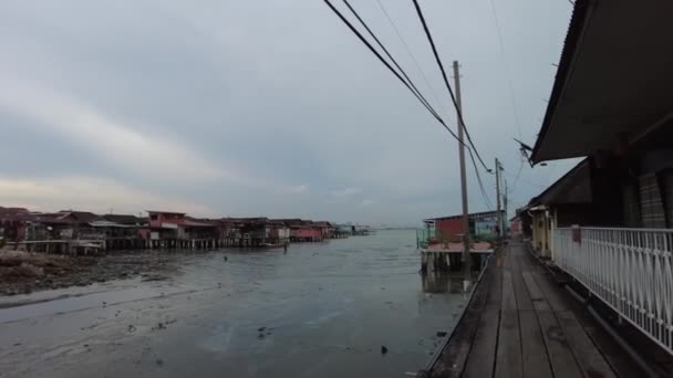 George Town Malaysia Jan 2023 Chew Jetty Ancient Chinese Dwellings — Stock video