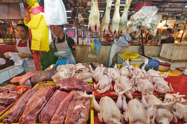 Kuala Lumpur Malaysia Jan 2023 Meat Vendors Typically Set Small — Stock Photo, Image