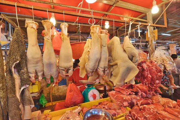 Детальный Снимок Мяса Мясной Лавке Чоу Кит Роуд Маркете Куала — стоковое фото