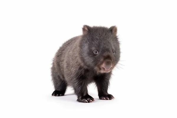 Wombat Joey 是一种草食性有袋动物 原产于澳大利亚 它有一个圆形的身体 能很好地钻洞 牠们的牙齿很强壮 能咬碎坚硬的植物 — 图库照片