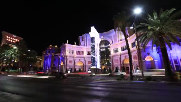 Лас Вегас Август 2018 Казино Caesars Palace Time Lapse Знаменитый — стоковое видео
