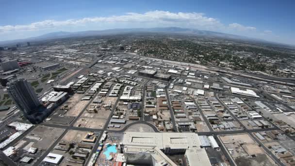 Aerial View Las Vegas Skyline Panoramic Scenic View Hotels Casinos — Stock Video