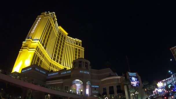 Las Vegas Eua Ago 2018 Noite Palazzo Hotel Casino Luxuoso — Vídeo de Stock