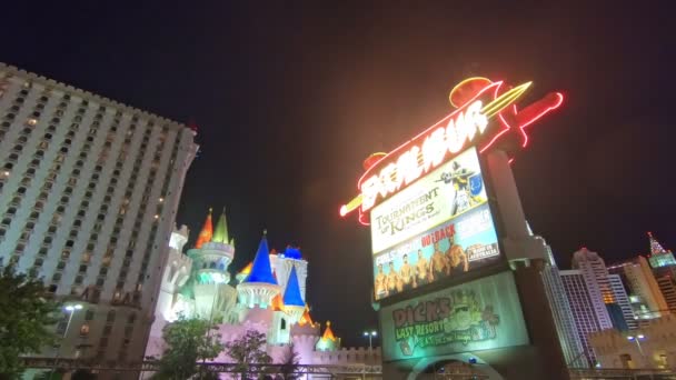 Las Vegas Nevada Verenigde Staten Aug 2018 Het Excalibur Hotel — Stockvideo